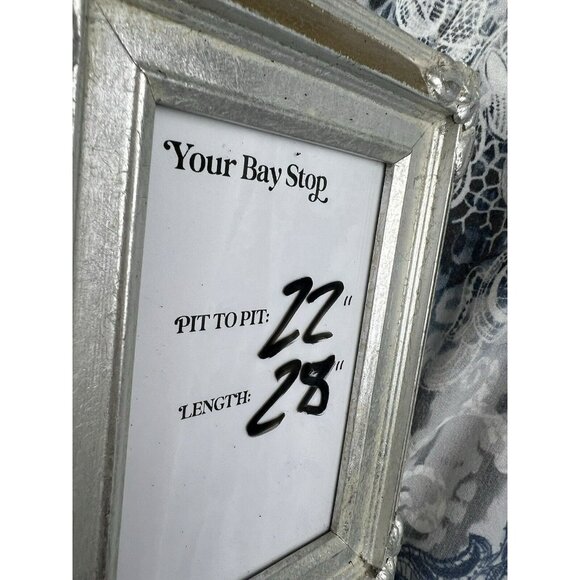 Chicos Women's Top 2 US Large Blue White Long Sleeve Stretch Pullover Paisley - Picture 7 of 7